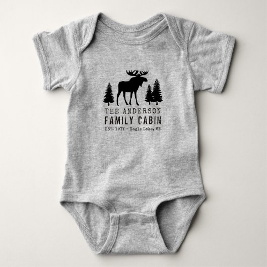 FamilieCabine Rustic Moose Pine Tree Silhouette Romper (Voorkant)
