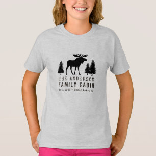 FamilieCabine Rustic Moose Pine Tree Silhouette T-shirt