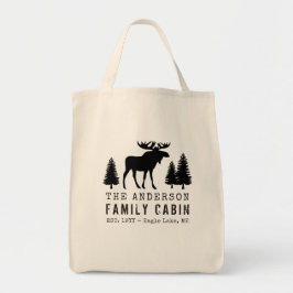 FamilieCabine Rustic Moose Pine Tree Silhouette Tote Bag