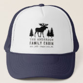 FamilieCabine Rustic Moose Pine Tree Silhouette Trucker Pet (Voorkant)