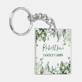 Familiecabool Waterverf Ivy Ferns Sage Botanisch Sleutelhanger (Voorkant Links)