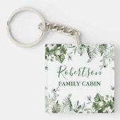 Familiecabool Waterverf Ivy Ferns Sage Botanisch Sleutelhanger (Voorkant)