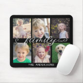 Familiecalligrafie | 6 Foto Collage Black Muismat (Met muis)