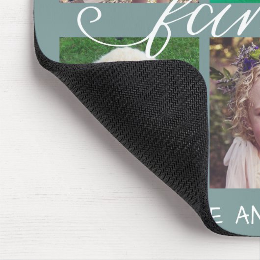 Familiecalligrafie | 6 Foto-collage Muismat (Hoek)