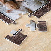 Familiecijfer 6 Foto collage Rustic Wood Legpuzzel (Zijkant)