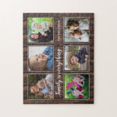 Familiecijfer 6 Foto collage Rustic Wood Legpuzzel (Verticaal)