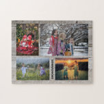 Familiecollage 4 foto's op monogram van hout in sc legpuzzel<br><div class="desc">Gezinsfotocollage puzzleU kunt het personaliseren en uw mooiste foto's en naam toevoegen. Geweldig plezier!</div>