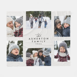 Familiecollage 6 foto eenvoudig modern, gebroken w fleece deken