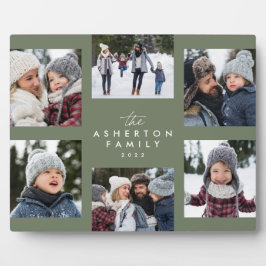 Familiecollage 6 foto eenvoudig modern sage groen fotoplaat