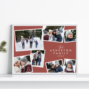 Familiecollage 7 foto eenvoudig modern terracotta perfect poster