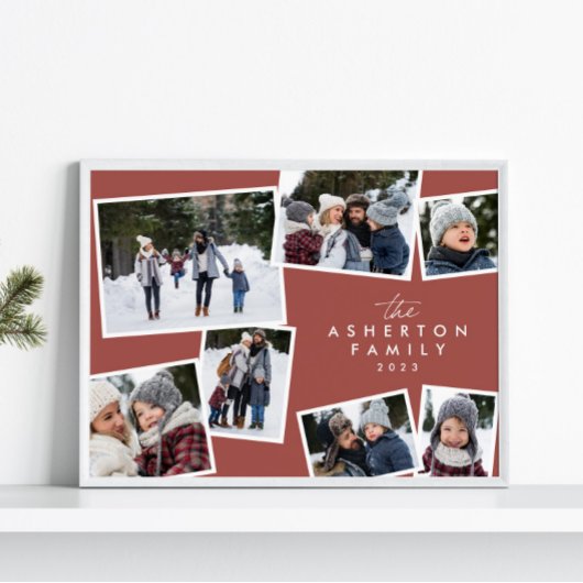 Familiecollage 7 foto eenvoudig modern terracotta perfect poster