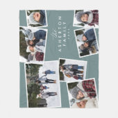 Familiecollage 7 foto gepersonaliseerd modern blau fleece deken (Voorkant)