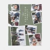 Familiecollage 7 foto gepersonaliseerd sage groen fleece deken (Voorkant)