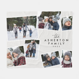 Familiecollage 7 foto gepersonaliseerd zwart & wit fleece deken