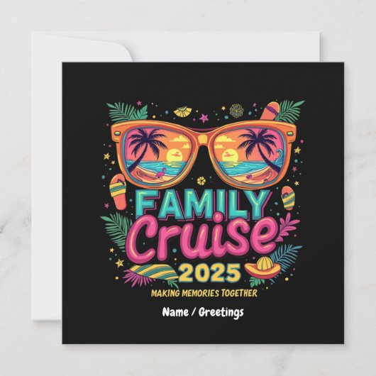 Familiecruise 2025 samen herinneringen maken kaart (Voorkant)