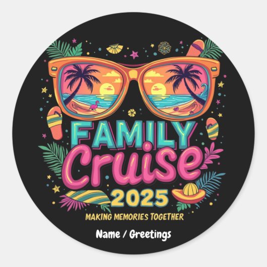 Familiecruise 2025 samen herinneringen maken ronde sticker (Voorkant)
