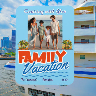 Familiecruise Blauw Tropisch Personaliseren Magneet