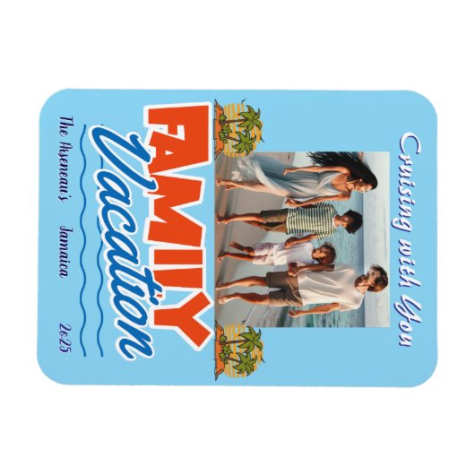 Familiecruise Blauw Tropisch Personaliseren Magneet (Horizontaal)
