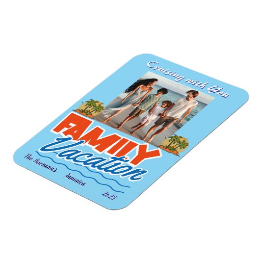 Familiecruise Blauw Tropisch Personaliseren Magneet (Linkerzijde)