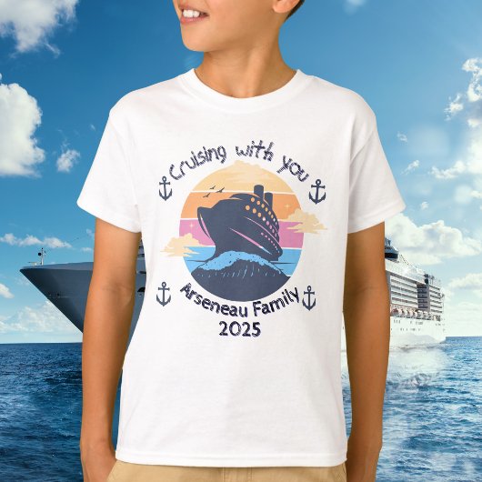 Familiecruise Blues KINDER Personaliseren T-shirt