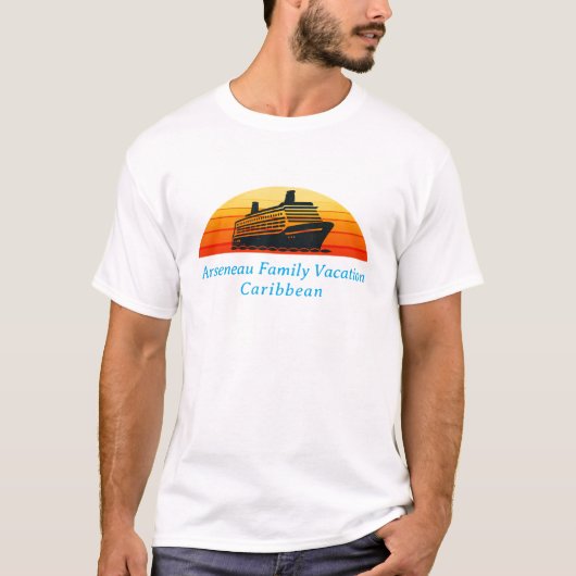Familiecruise Sunset Vakantie Personaliseren T-shirt (Voorkant)