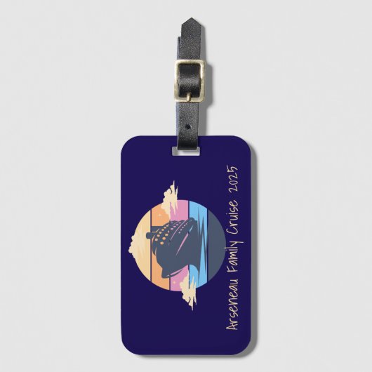 Familiecruise zonsondergang personaliseren bagagelabel (Voorkant (verticaal))