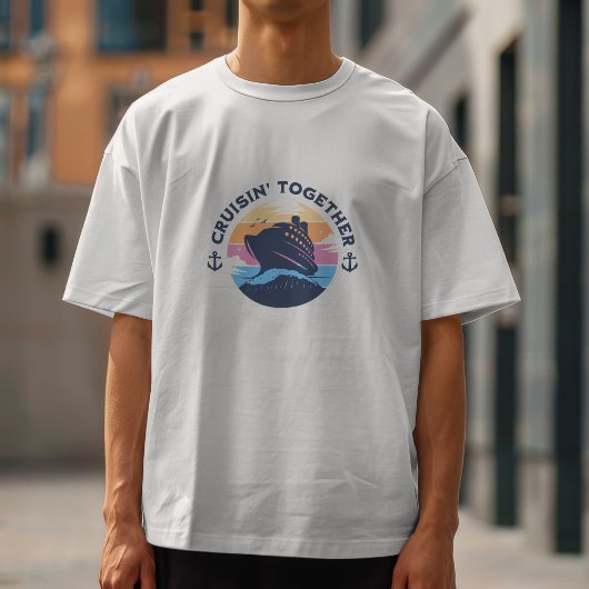 Familiecruise zonsondergang personaliseren t-shirt