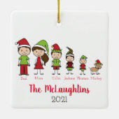 Familiecyte kersttekens met hond keramisch ornament (Achterkant)