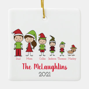 Familiecyte kersttekens met hond keramisch ornament