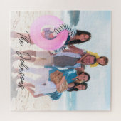 Familiedag | Moderne fotonaam gepersonaliseerd Legpuzzel (Horizontaal)