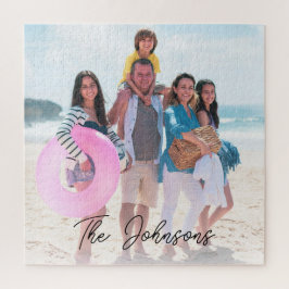 Familiedag | Moderne fotonaam gepersonaliseerd Legpuzzel