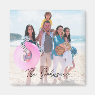 Familiedag Moderne Fotonaam Gepersonaliseerd Magneet