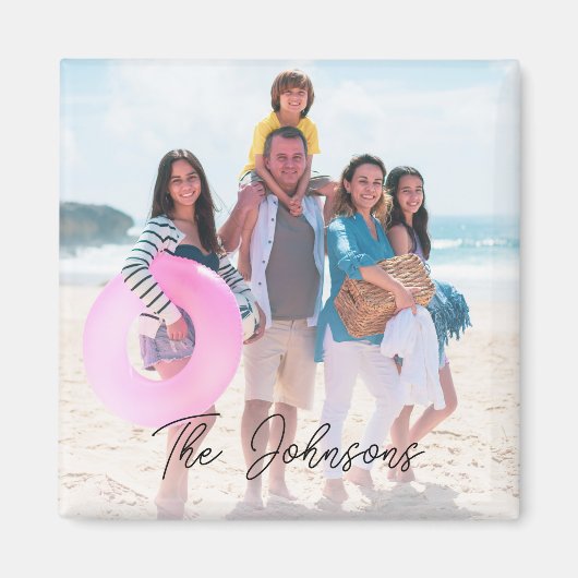 Familiedag Moderne Fotonaam Gepersonaliseerd Magneet (Voorkant)