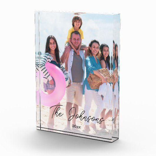 Familiedag | Moderne fotonaam Gepersonaliseerde De Fotoblokken (Rechts)