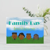 Familiedag Uitnodiging Afrikaanse Amerikaanse fami (Staand voorkant)