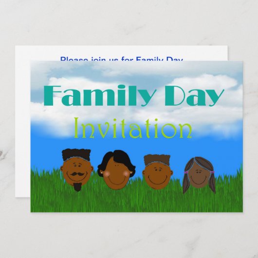 Familiedag Uitnodiging Afrikaanse Amerikaanse fami (Voorkant / Achterkant)