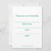 Familiedag Uitnodiging met ouders &baby houdt kalm (Achterkant)