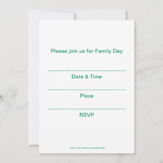 Familiedag Uitnodiging met ouders &baby houdt kalm (Achterkant)