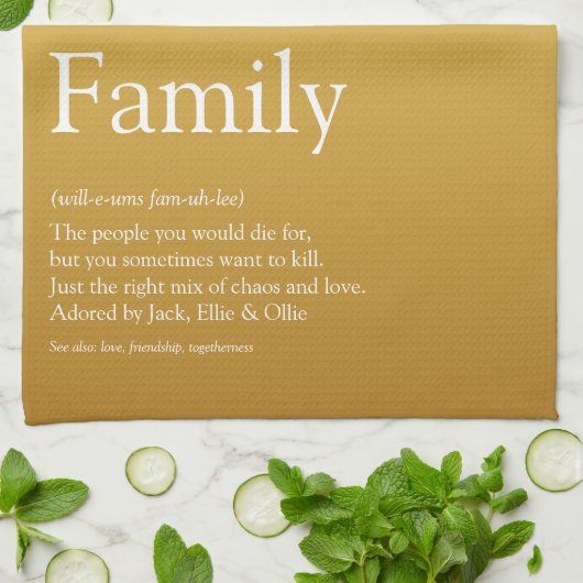 Familiedefinitie Goud Glitter Glam Modern Plezieri Theedoek (Gevouwen)