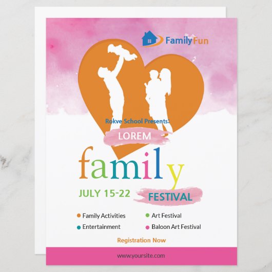 Familiefeest Flyer Sjabloon: (Voorkant / Achterkant)