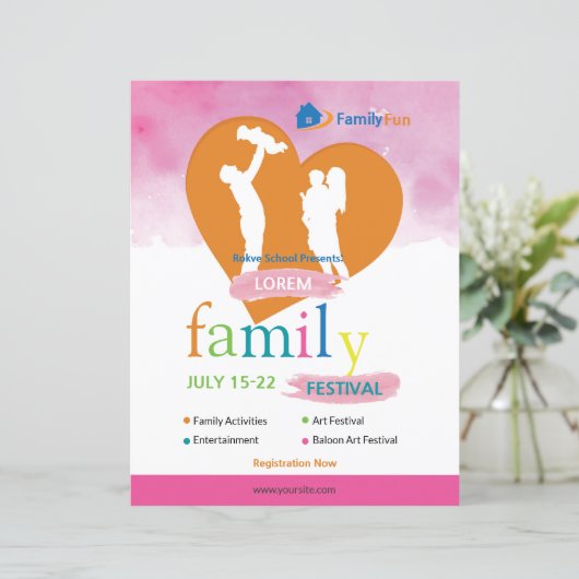 Familiefeest Flyer Sjabloon: (Staand voorkant)