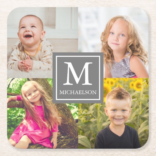 Familieforcollage Kartonnen Onderzetters (Voorkant)