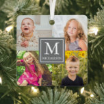 Familieforcollage Metalen Ornament<br><div class="desc">Familiefoto collage gepersonaliseerde monogram geschenken. De foto's van de sjabloon via Pixabay vergunning gegeven onder CC0 en moeten met uw eigen foto's worden vervangen</div>