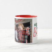 Familieforiek in helder rood cadeau mok (Midden)