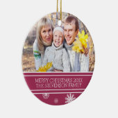 Familiefornament Burgundy Snow Keramisch Ornament (Rechts)