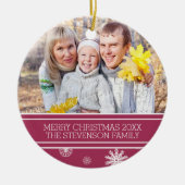 Familiefornament Burgundy Snow Keramisch Ornament (Voorkant)