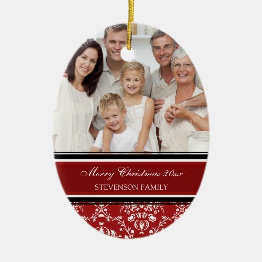 Familiefornament Red, foto Merry Kerstmis Keramisch Ornament (Voorkant)