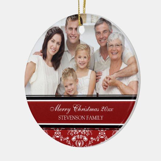 Familiefornament Red, foto Merry Kerstmis Keramisch Ornament (Links)