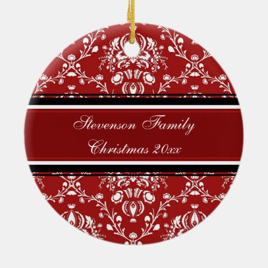 Familiefornament Red, foto Merry Kerstmis Keramisch Ornament (Achterkant)