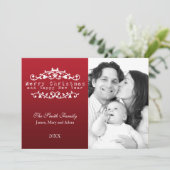 Familiefornamental Red Feestdagenkaart (Staand voorkant)